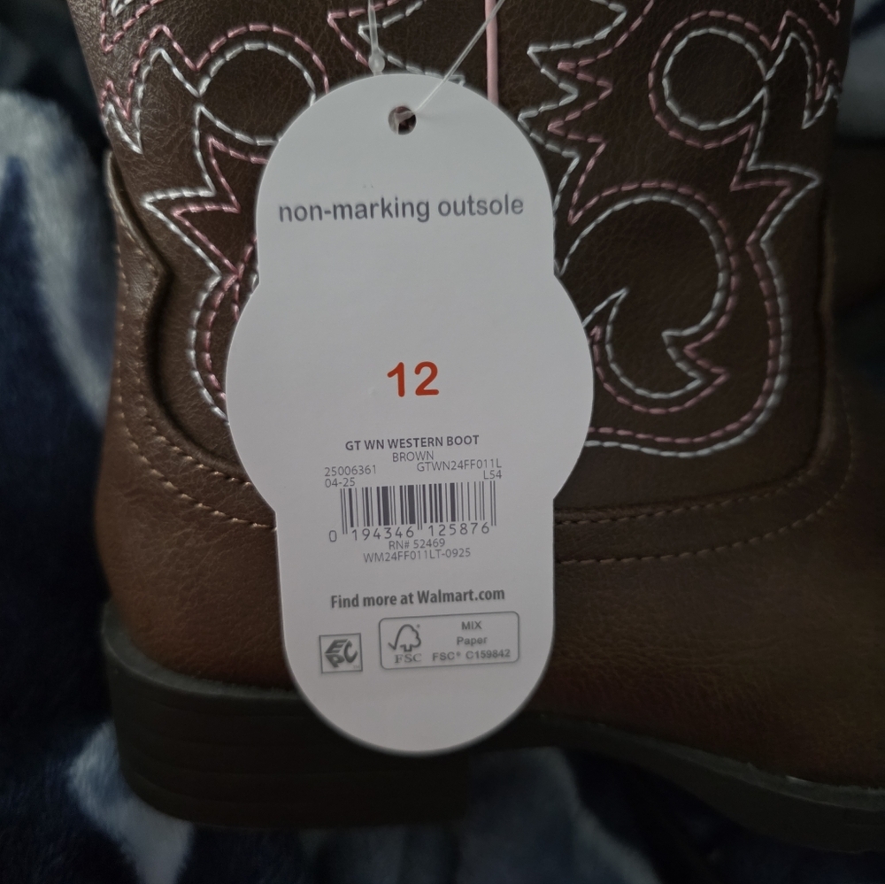 NWT Wonder Nation Toddler And Big Girls Cowgirl Western Boot Size: 12 - Picture 13 of 15